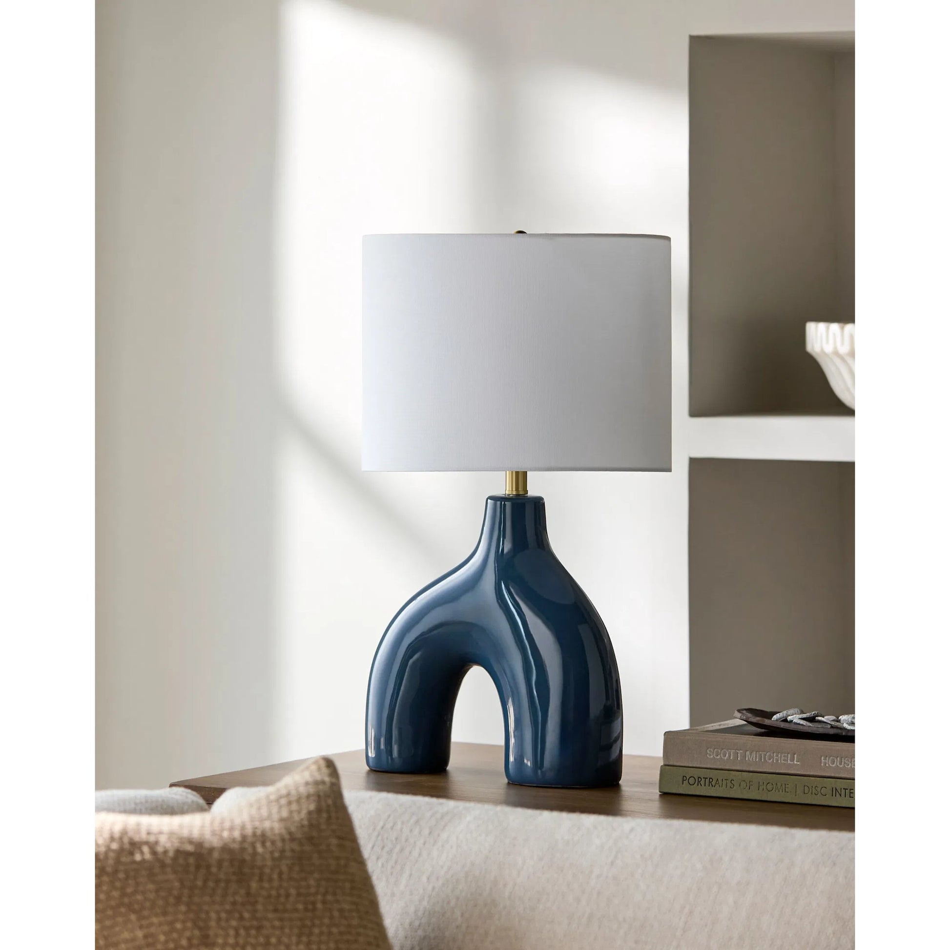 Solara Accent Lamp by Livabliss. Made from ceramic, cotton, iron in a modern style.
