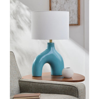 Solara Accent Lamp by Livabliss. Made from ceramic, cotton, iron in a modern style.