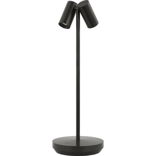 Doppia Accent Rechargeable Table Lamp by Visual Comfort & Co. in bronze. Made from brass in a transitional style.
