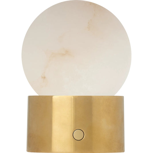 Mina Alabaster Accent Rechargeable Table Lamp by Visual Comfort & Co. in alabaster and hand rubbed antique brass. Made from brass in a unique style.