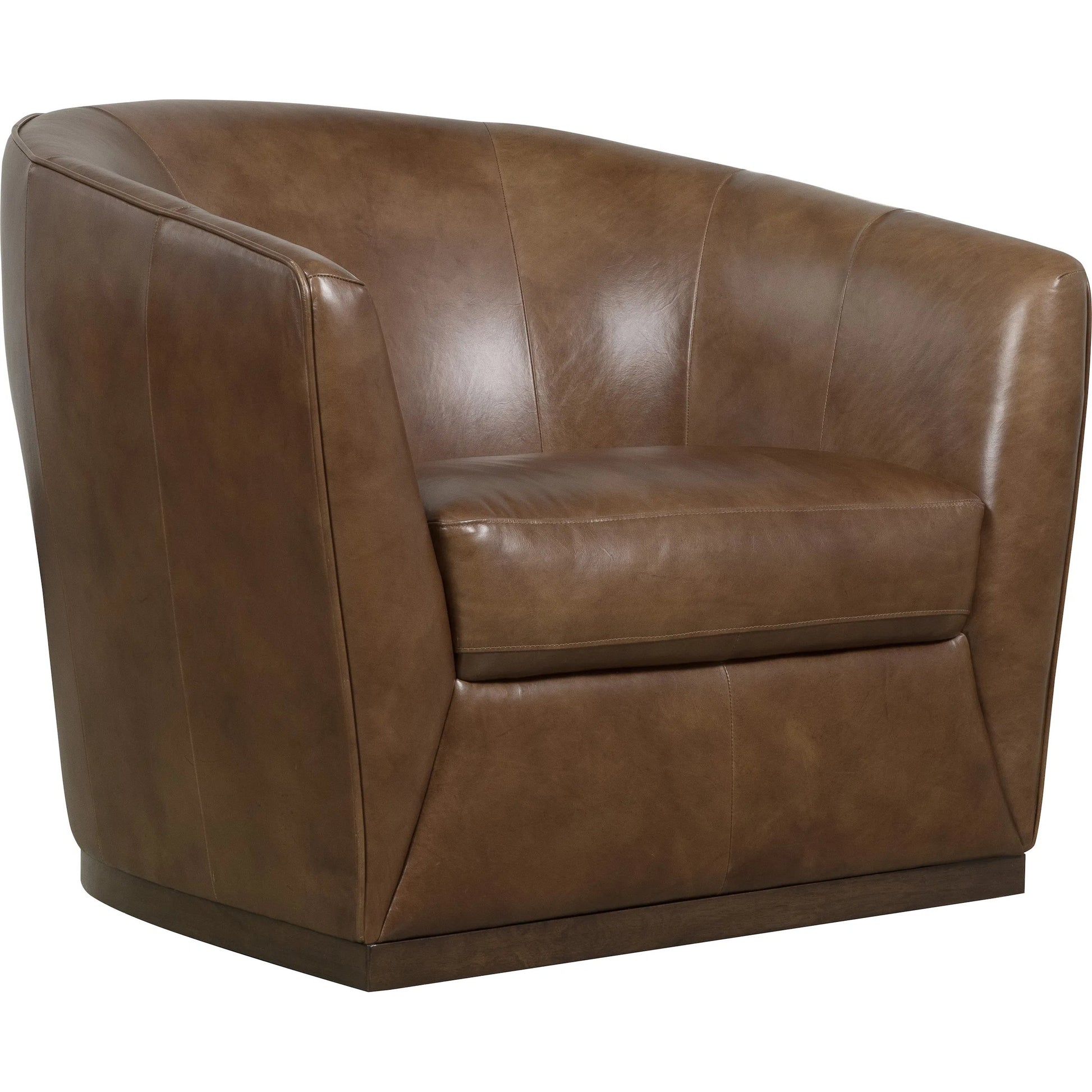Fairfax Swivel Chair by Hooker Furniture in dark wood. Made from leather in a traditional style.