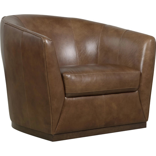 Fairfax Swivel Chair by Hooker Furniture in dark wood. Made from leather in a traditional style.