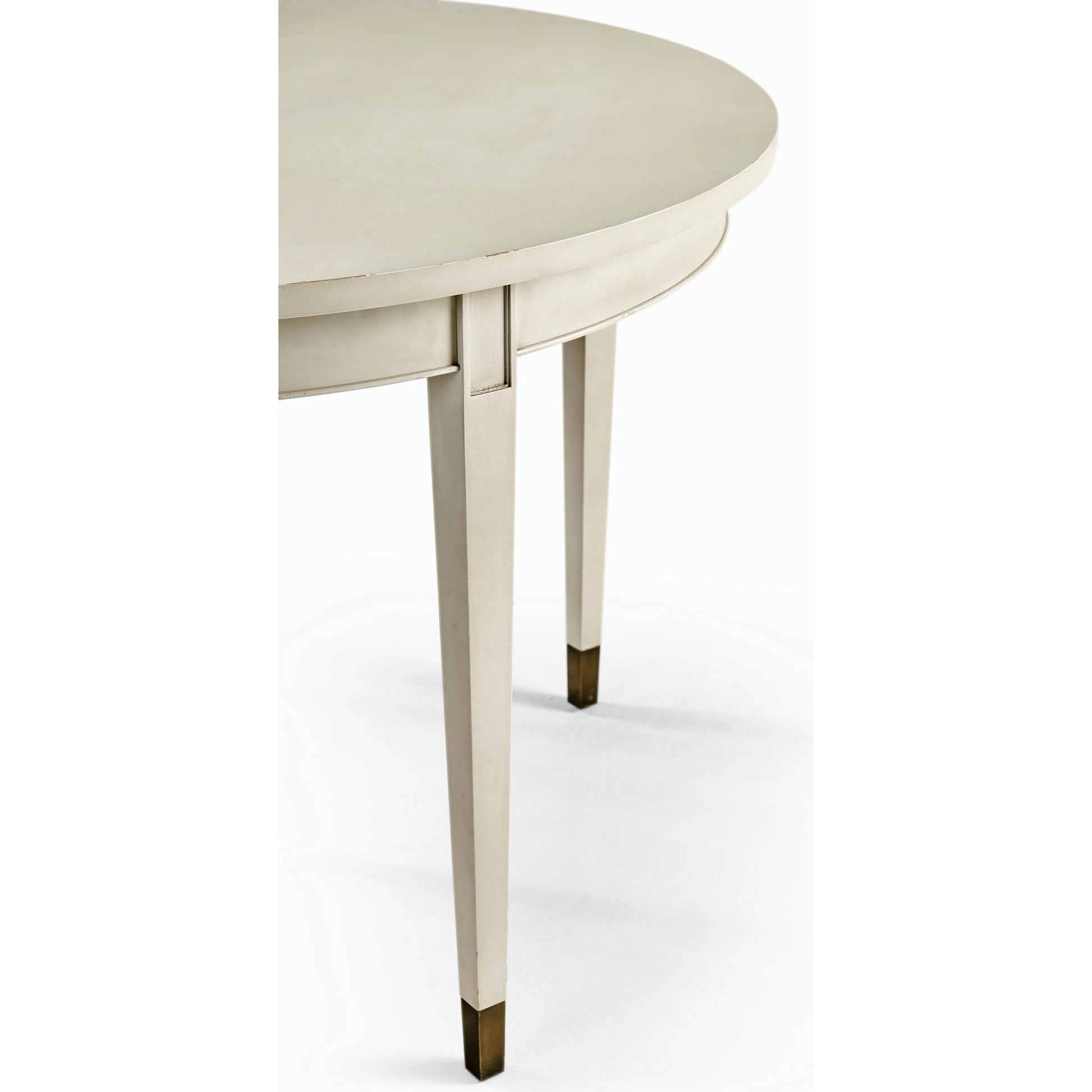 Timeless Synodic Swedish Dining Table by Jonathan Charles in london mist. Made from acacia, brass in a unique style.
