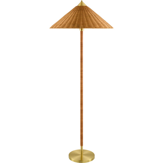 Selvaya Accent Floor Lamp by Surya in brown. Made from steel, rattan in a rustic style.