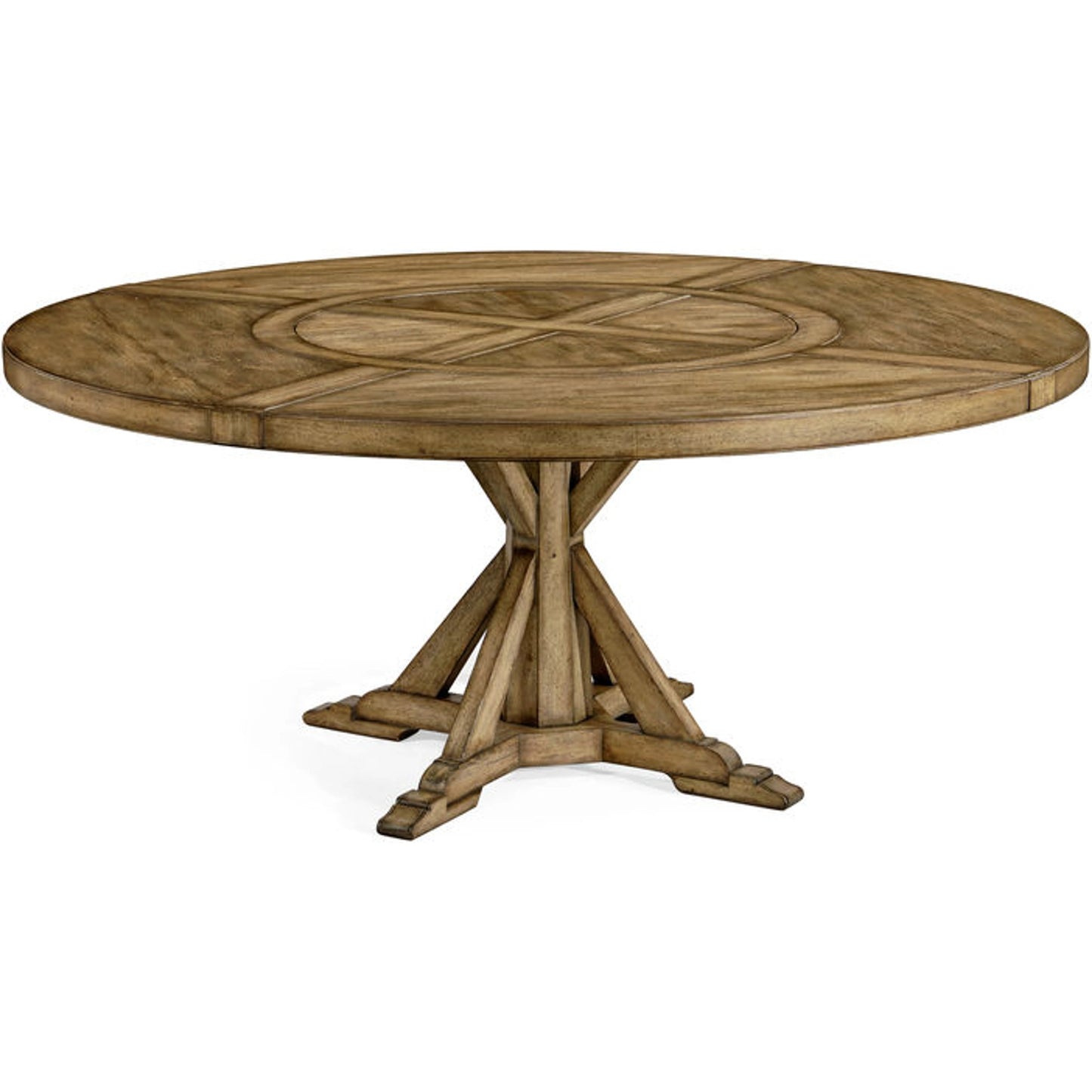 001 SI-1991015 | Primary Silo | Casually Country Round 72" Solid Wood Dining Table in Medium Driftwood by Jonathan Charles in medium driftwood. Made from acacia in a modern style.