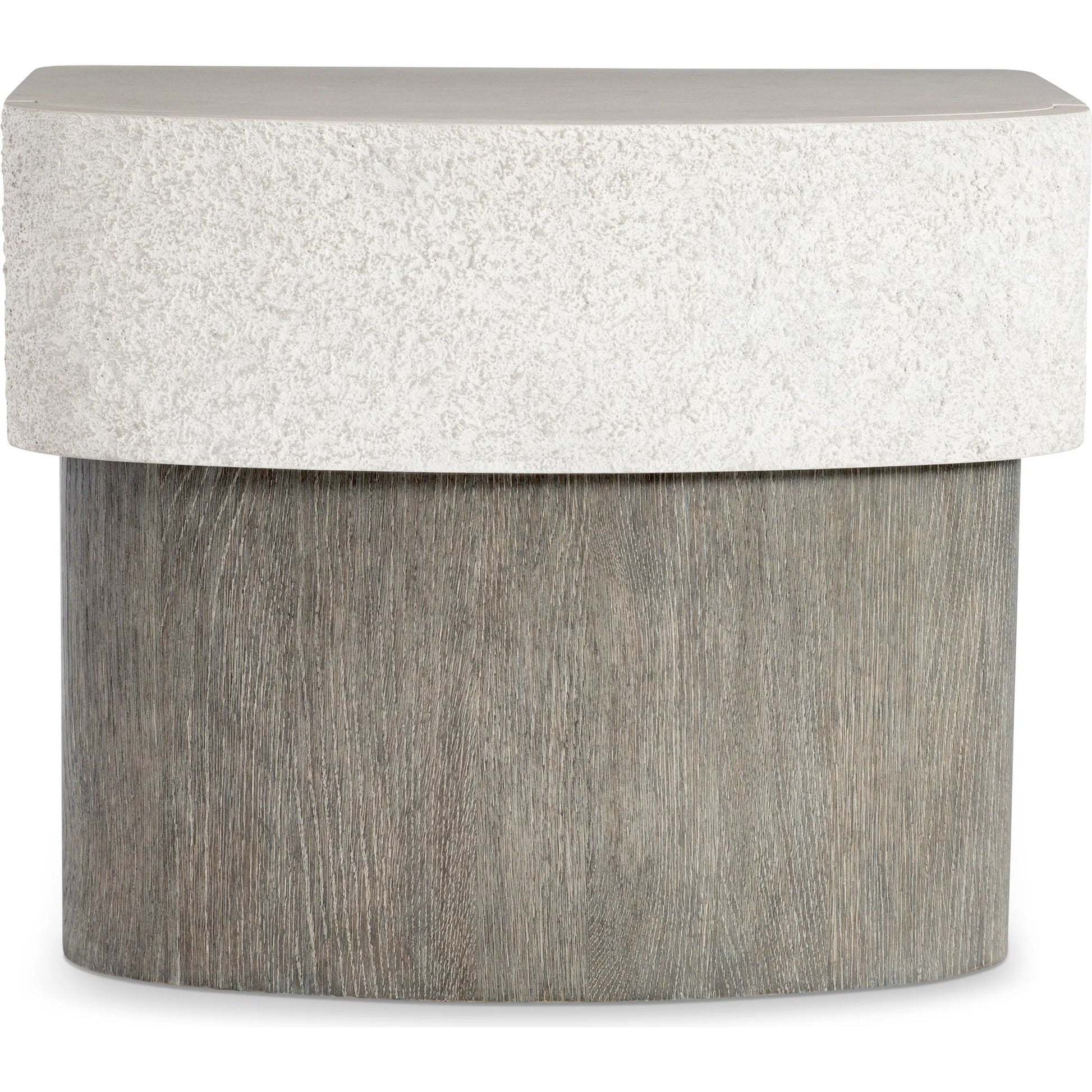 Monolith Nightstand by Bernhardt in millstone, puma. Made from faux stone, wood in a transitional style.