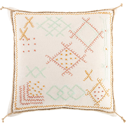Sambramba Indoor/Outdoor Pillow by Surya in white, mustard. Made from 100% cotton in a eclectic & global style.
