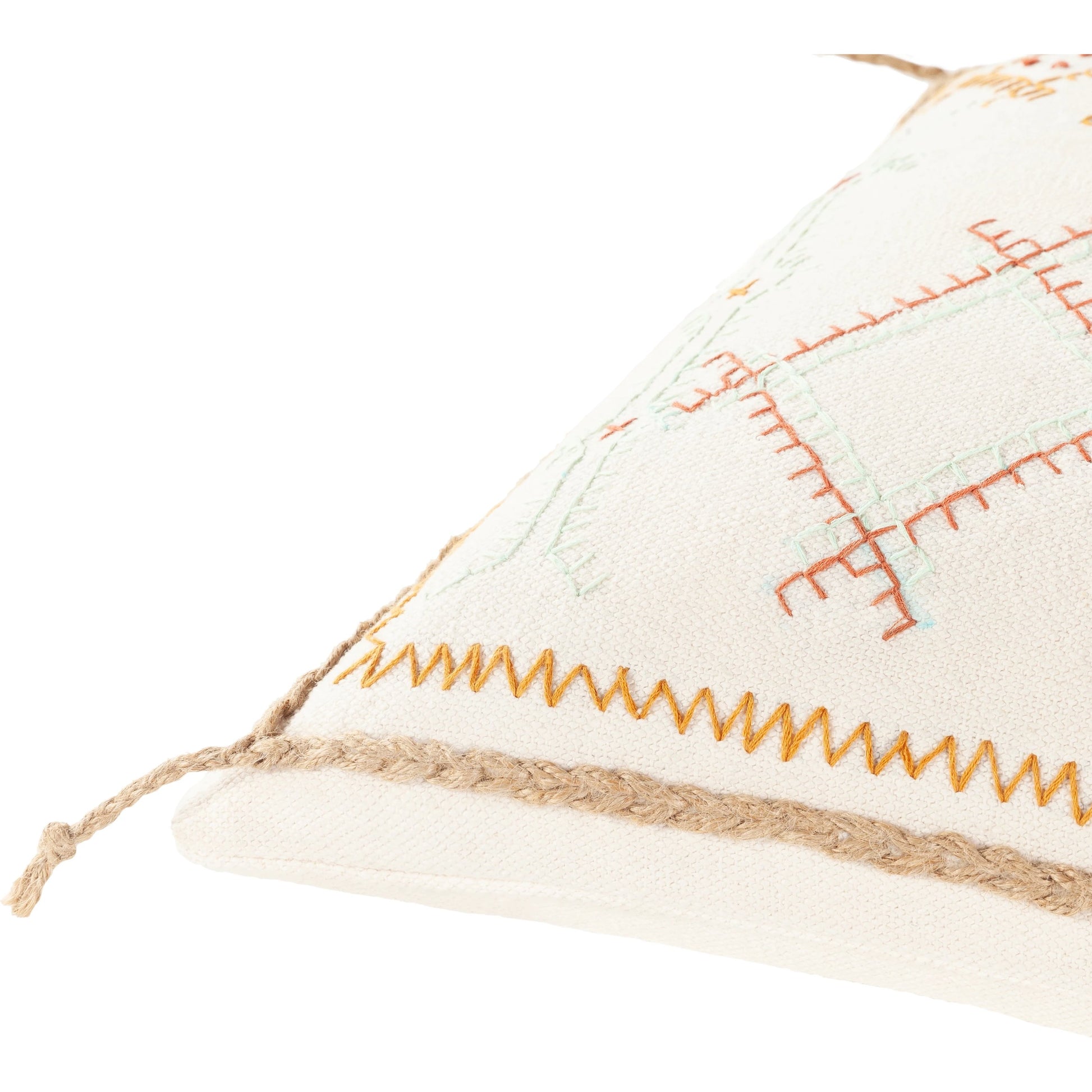 Sambramba Indoor/Outdoor Pillow by Surya in white, mustard. Made from 100% cotton in a eclectic & global style.