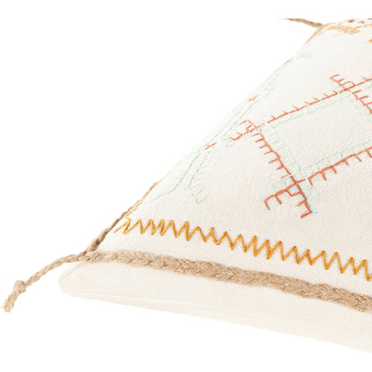 Sambramba Indoor/Outdoor Pillow by Surya in white, mustard. Made from 100% cotton in a eclectic & global style.