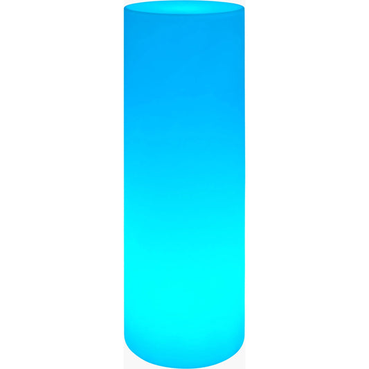 Summerfest Cilinder Accent Floor Lamp by Livabliss in blue and frosted. Made from polyethylene in a unique style.
