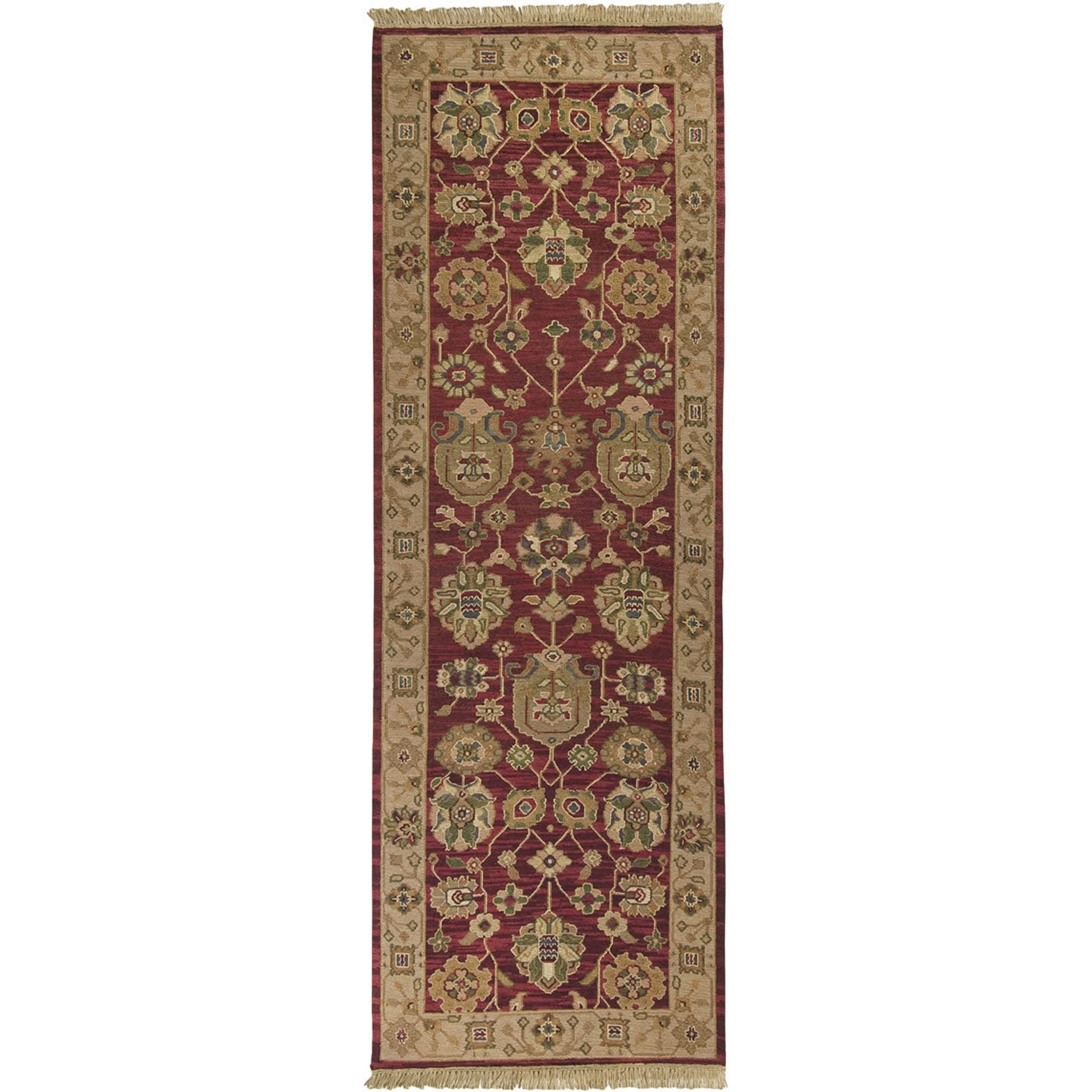 Soumek Rug - 11452 by Surya in deep red. Made from 100% semi-worsted new zealand wool in a unique style.