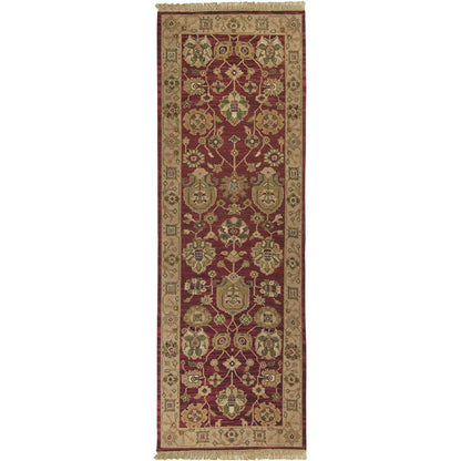 Soumek Rug - 11452 by Surya in deep red. Made from 100% semi-worsted new zealand wool in a unique style.