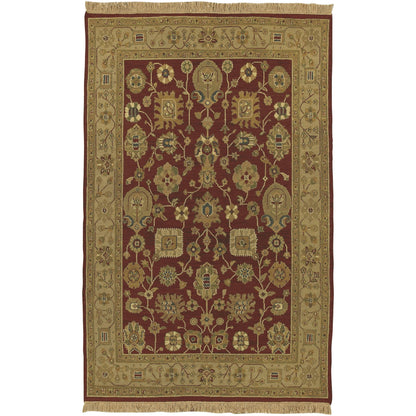 Soumek Rug - 11452 by Surya in deep red. Made from 100% semi-worsted new zealand wool in a unique style.