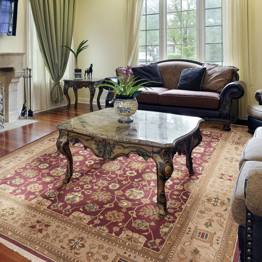 Soumek Rug - 11452 by Surya in burgundy, beige. Made from 100% semi-worsted new zealand wool in a unique style.