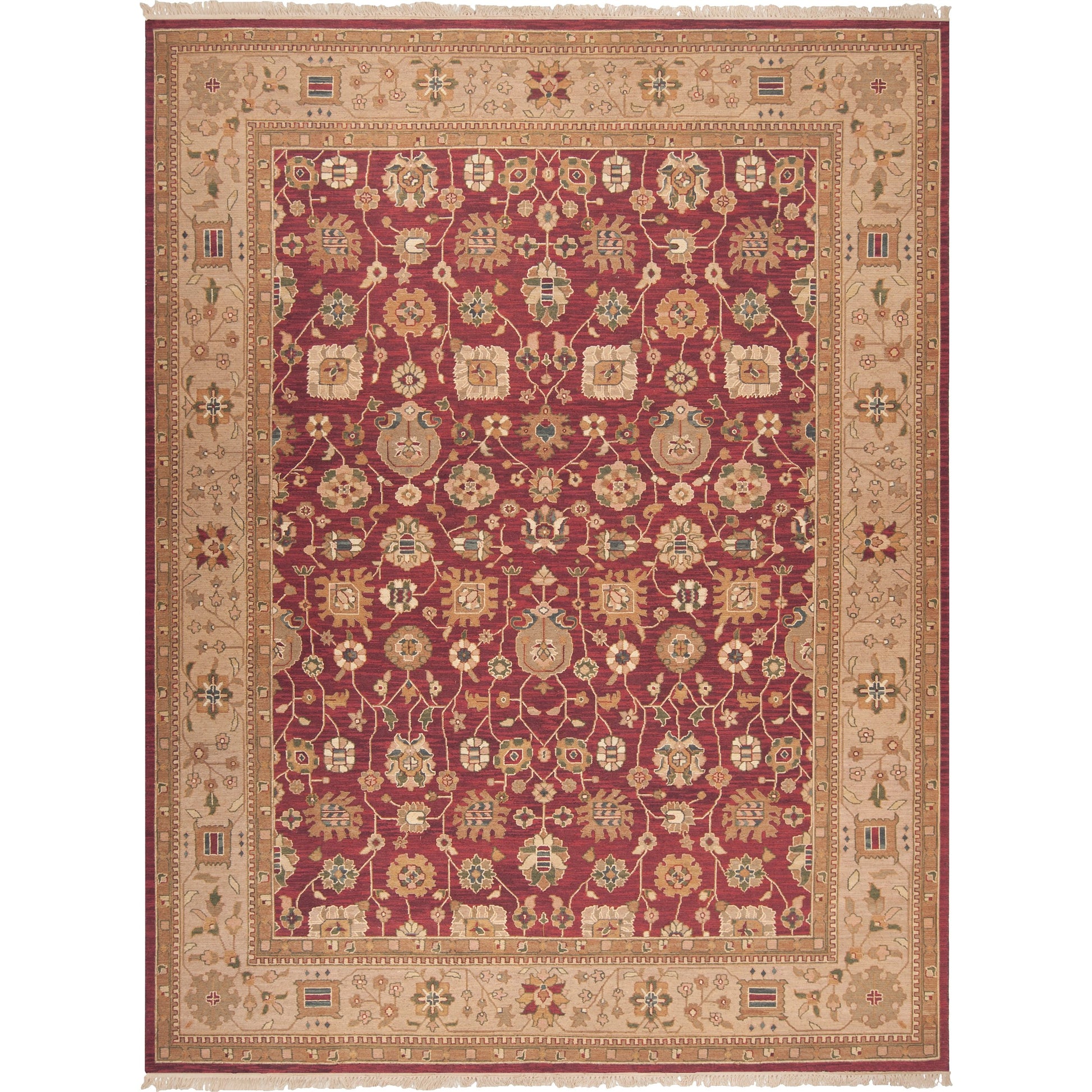 Soumek Rug - 11452 by Surya in deep red. Made from 100% semi-worsted new zealand wool in a unique style.