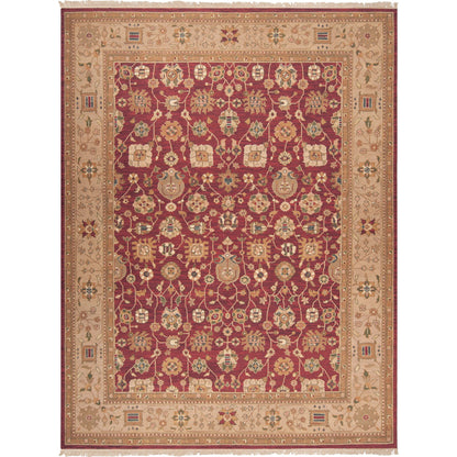 Soumek Rug - 11452 by Surya in deep red. Made from 100% semi-worsted new zealand wool in a unique style.
