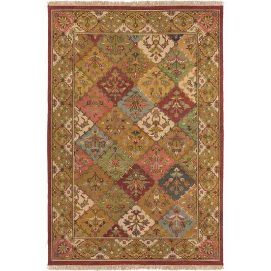 Soumek Rug - 11453 by Surya in moss green multi. Made from 100% semi-worsted new zealand wool in a unique style.