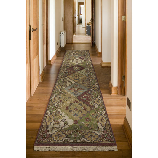 Soumek Rug - 11453 by Surya in moss green multi. Made from 100% semi-worsted new zealand wool in a unique style.