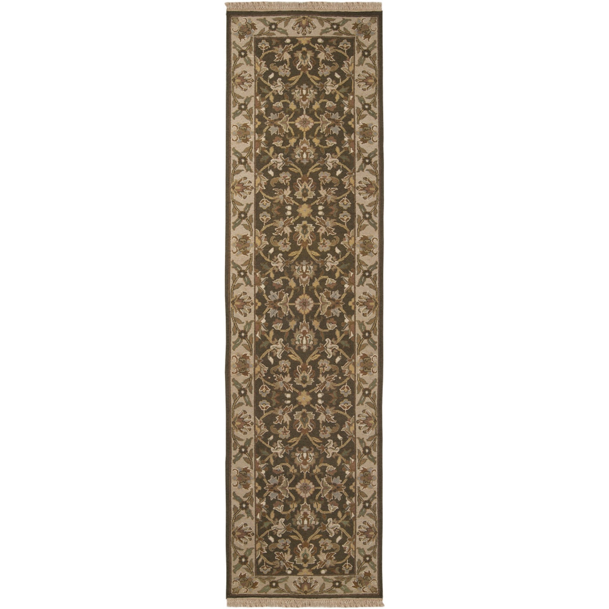 Soumek Rug - 11459 by Surya in tan, beige, olive, dark brown, slate. Made from 100% semi-worsted new zealand wool in a unique style.