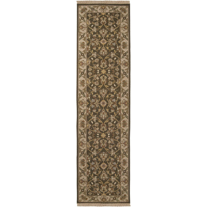 Soumek Rug - 11459 by Surya in tan, beige, olive, dark brown, slate. Made from 100% semi-worsted new zealand wool in a unique style.
