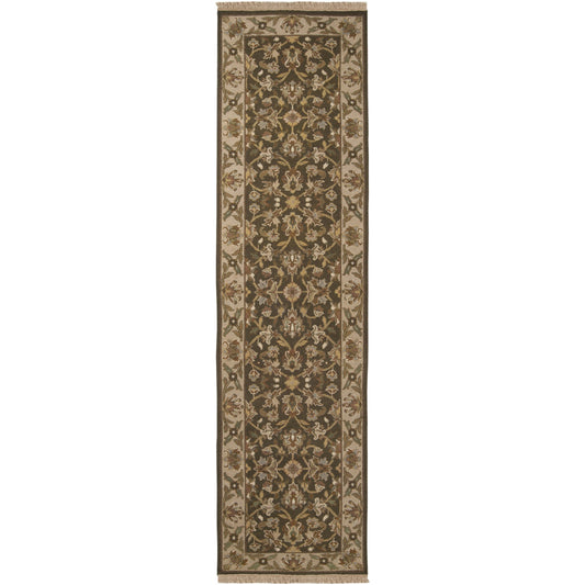 Soumek Rug - 11459 by Surya in tan, beige, olive, dark brown, slate. Made from 100% semi-worsted new zealand wool in a unique style.