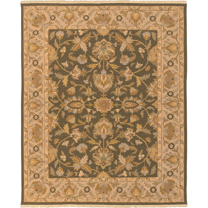 Soumek Rug - 11459 by Surya in tan, beige, olive, dark brown, slate. Made from 100% semi-worsted new zealand wool in a unique style.