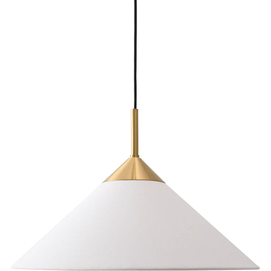Solmira Pendant by Surya in metallic brass, white. Made from iron, linen in a transitional style.