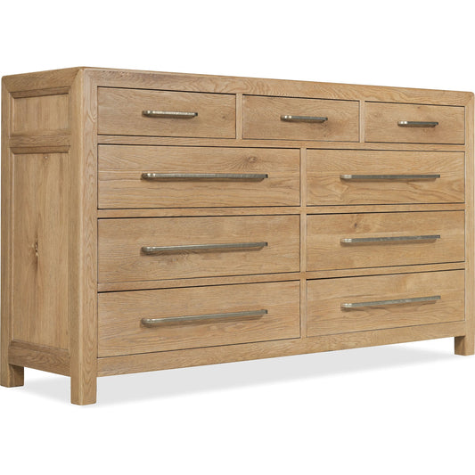 Driftwood Nine-Drawer Dresser by Hooker Furniture. Made from oak solids, oak veneers, cedar in a transitional style.
