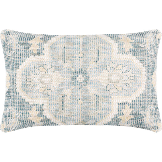 Samsun Pillow - 28567 by Livabliss in cream, teal. Made from 70% cotton, 30% polyester, 100% cotton in a eclectic & global style.