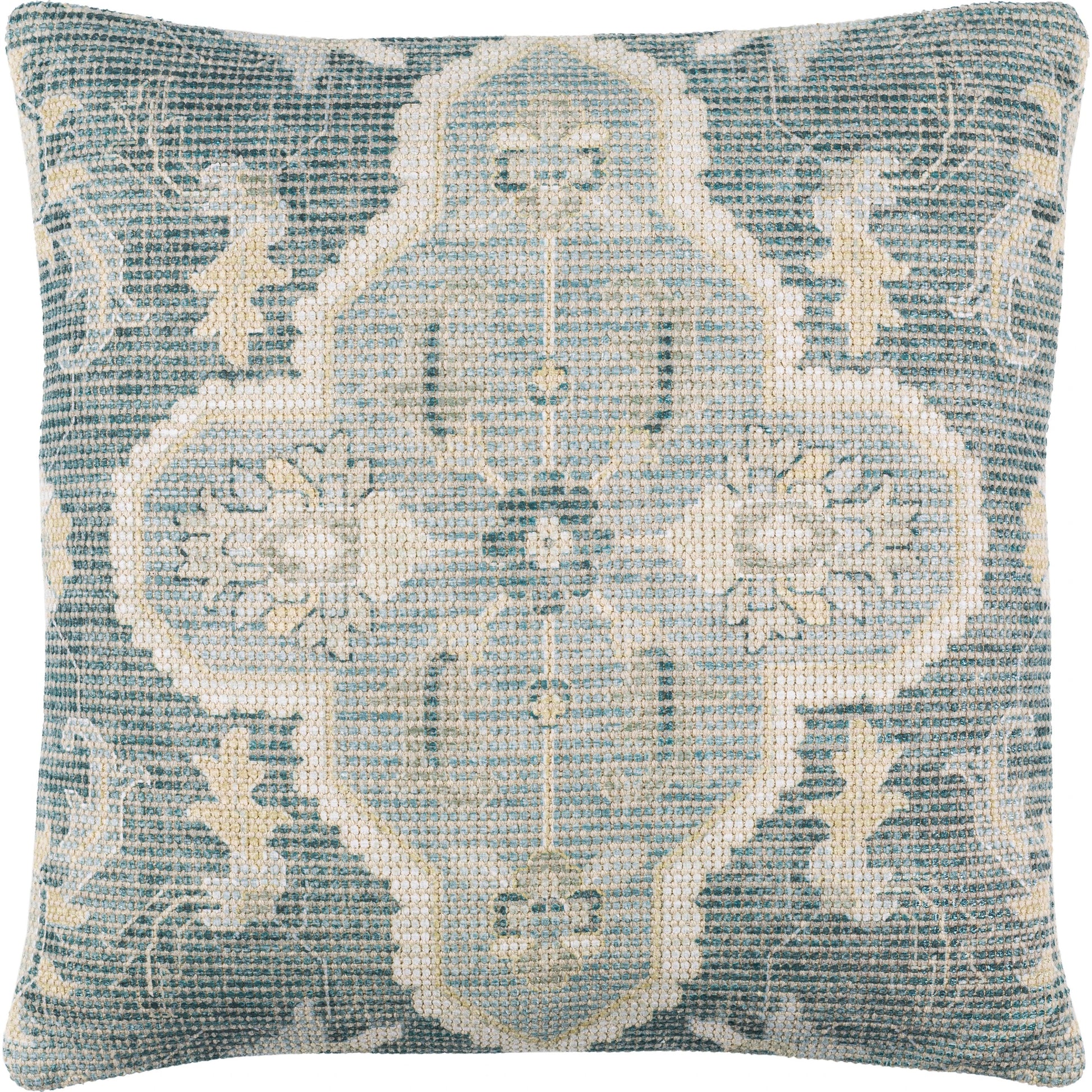 Samsun Pillow - 28567 by Livabliss in cream, teal. Made from 70% cotton, 30% polyester, 100% cotton in a eclectic & global style.