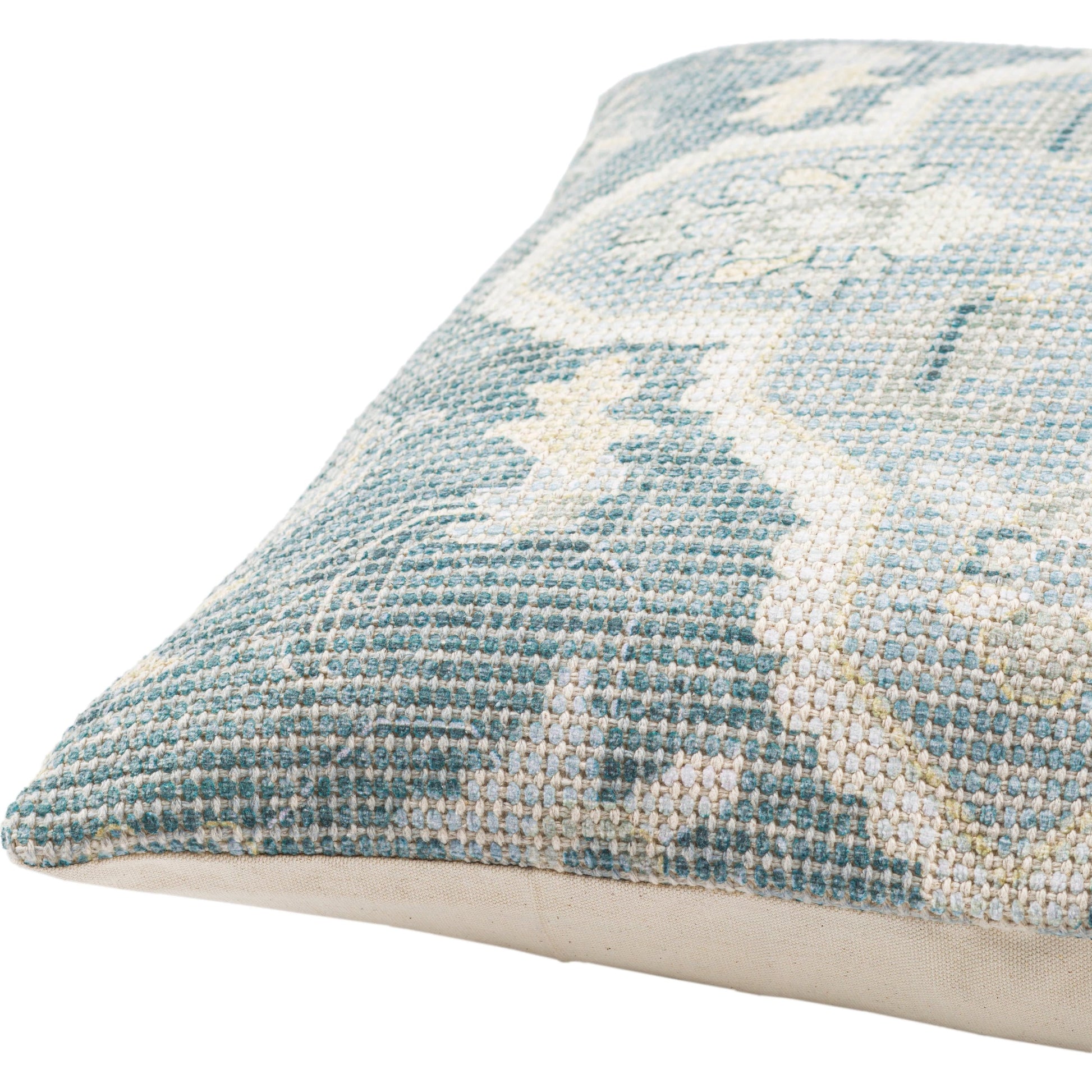 Samsun Pillow - 28567 by Livabliss in cream, teal. Made from 70% cotton, 30% polyester, 100% cotton in a eclectic & global style.