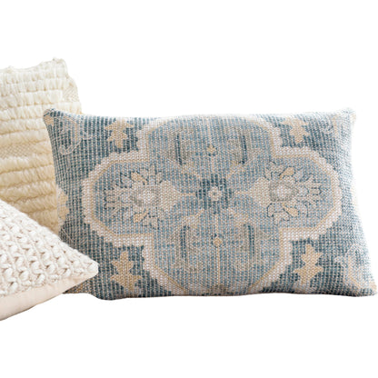Samsun Pillow - 28567 by Livabliss in cream, teal. Made from 70% cotton, 30% polyester, 100% cotton in a eclectic & global style.