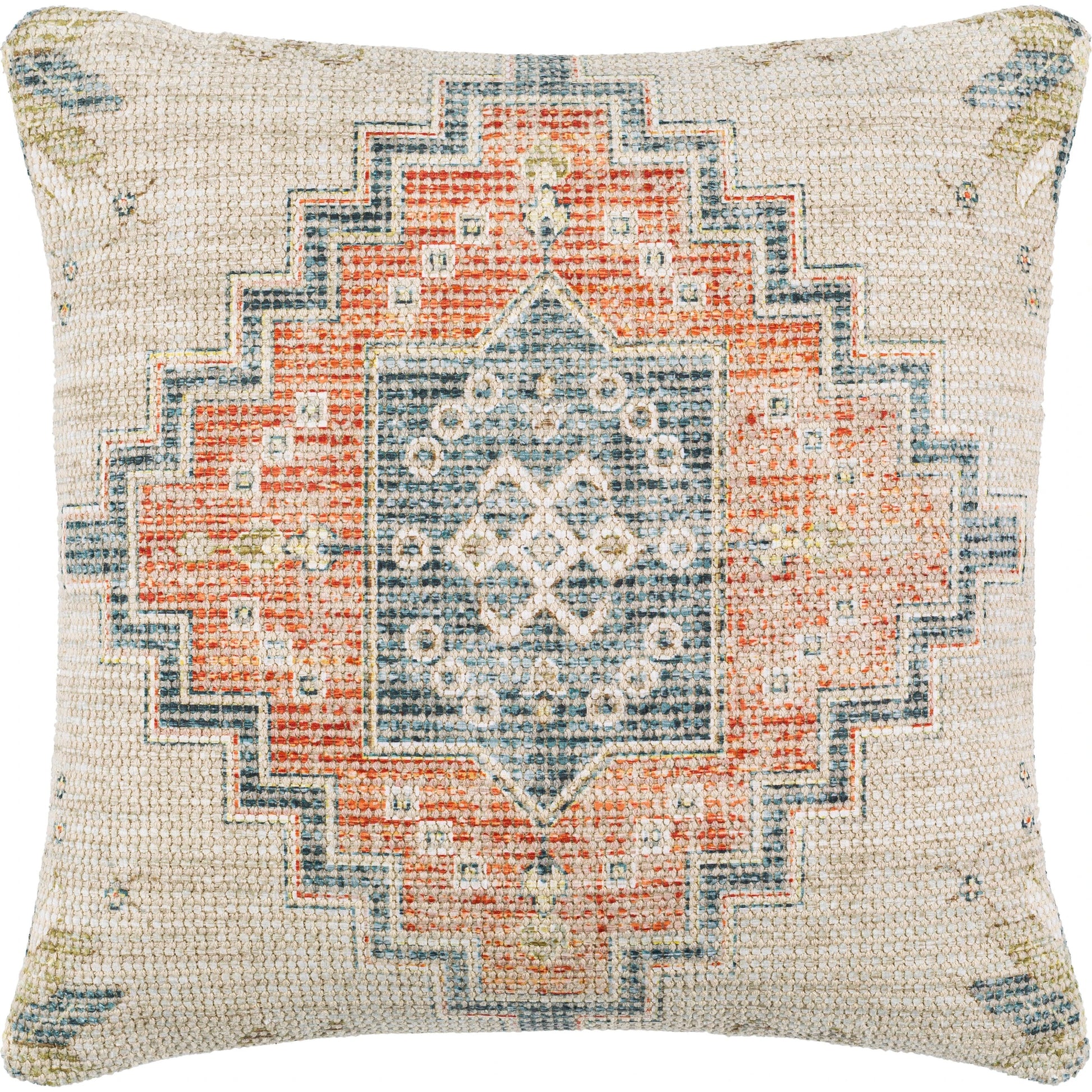 Samsun Pillow - 32233 by Surya in cream, deep teal. Made from 70% cotton, 30% polyester, 100% cotton in a eclectic & global style.