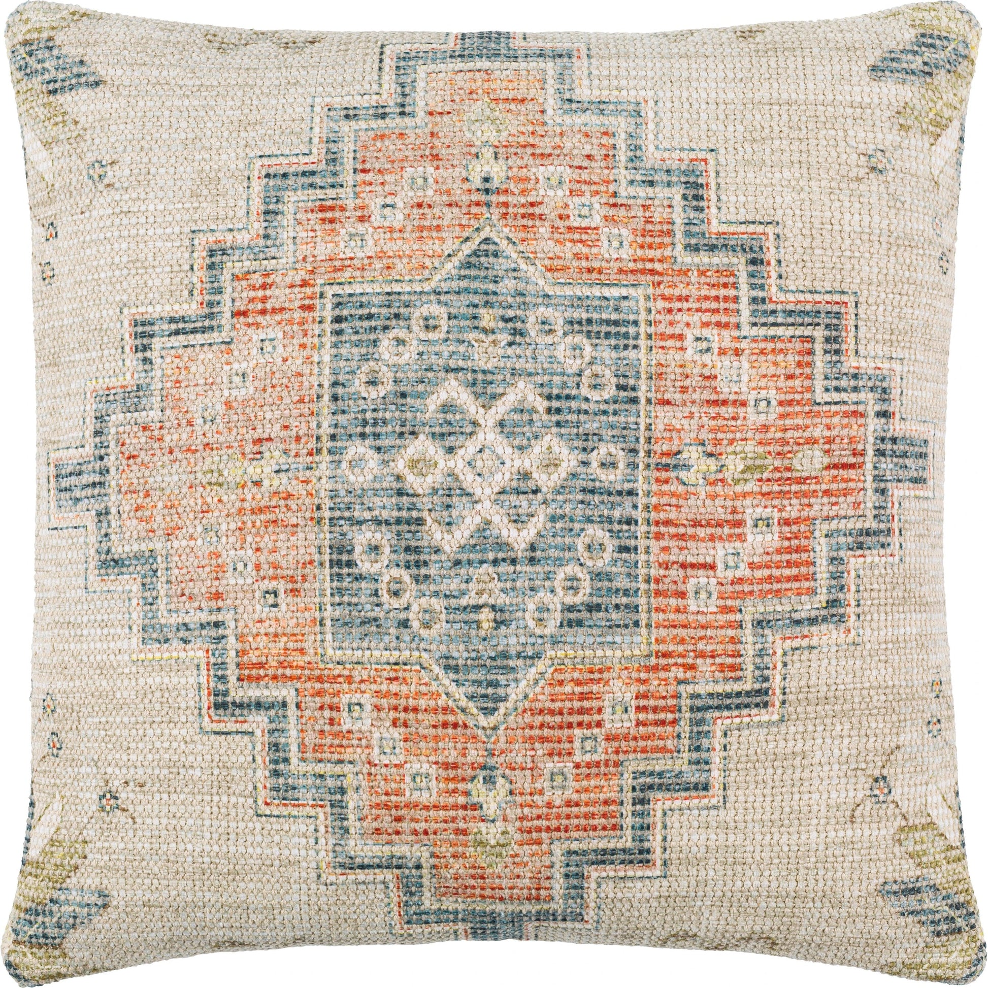 Samsun Pillow - 32233 by Surya in cream, deep teal. Made from 70% cotton, 30% polyester, 100% cotton in a eclectic & global style.
