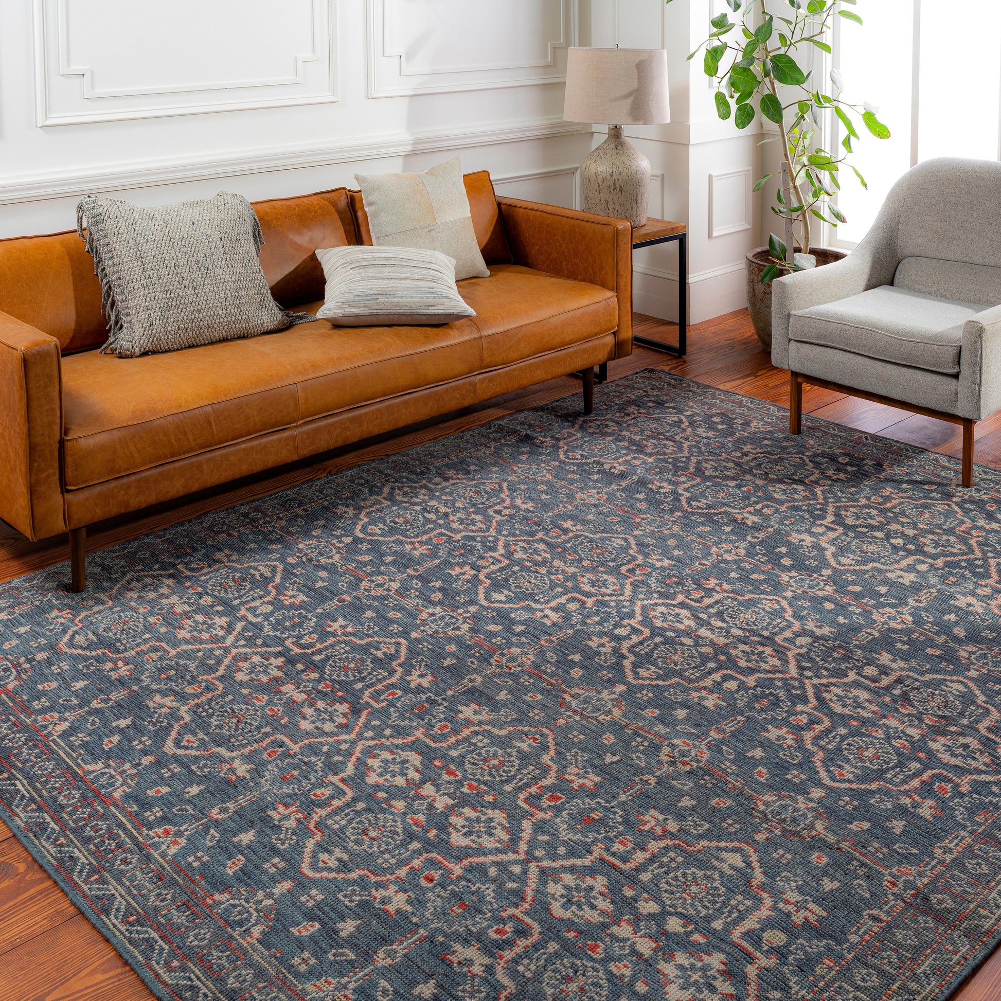 Smyrna SMY-2300 Rug by Surya in charcoal, burgandy, beige. Made from 100% wool in a unique style.