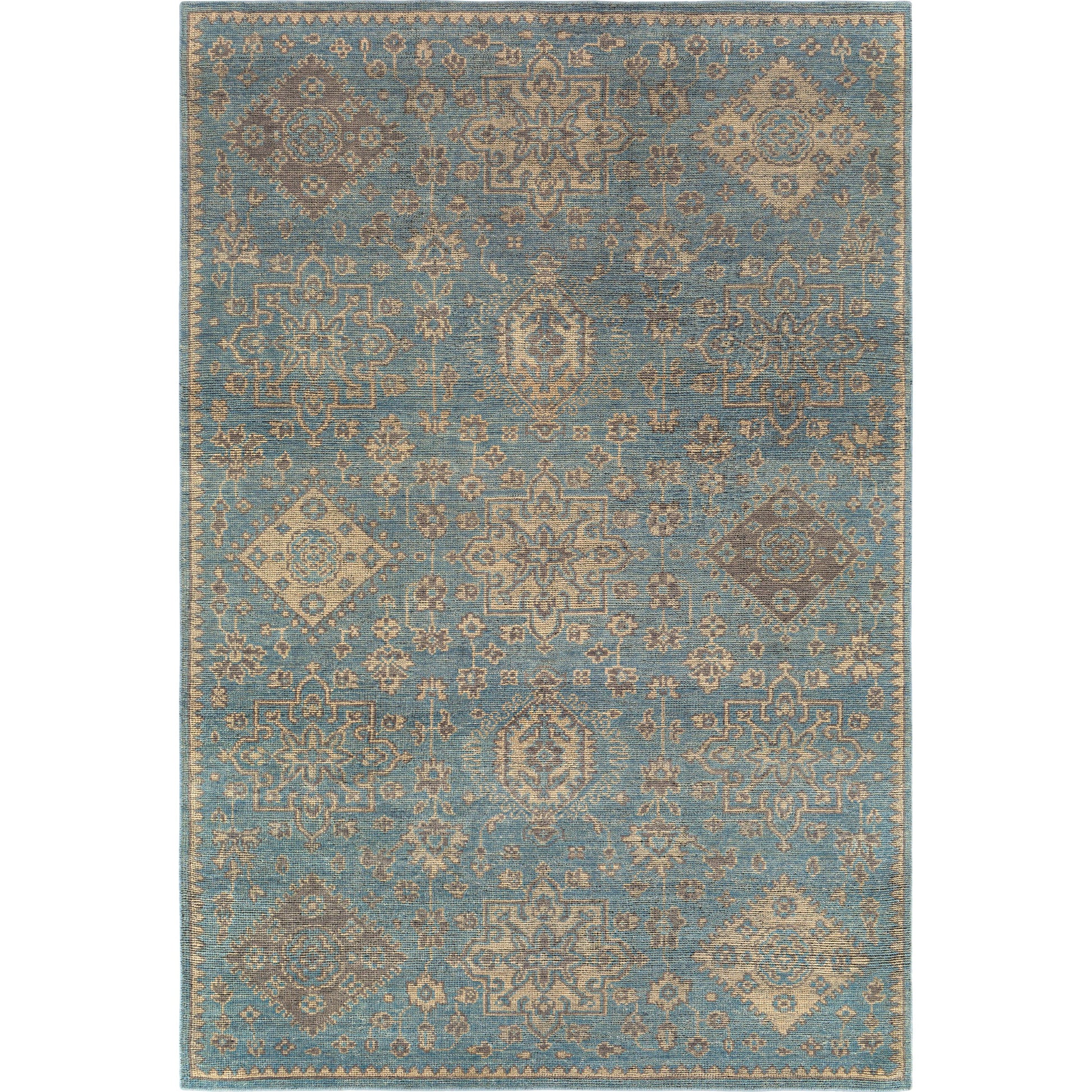 Smyrna SMY-2303 Rug by Surya in light blue, medium gray, beige, black. Made from 100% wool in a unique style.