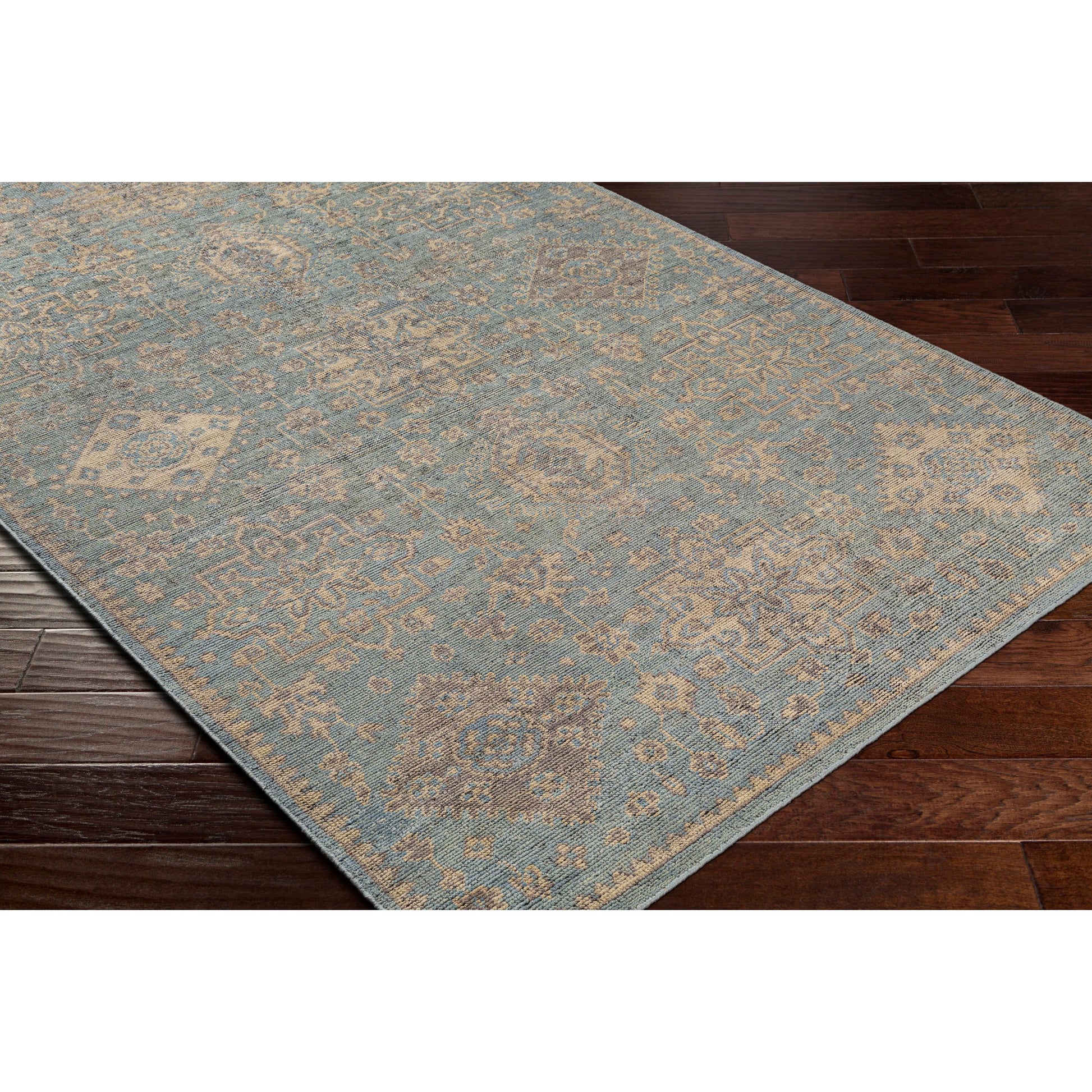 Smyrna SMY-2303 Rug by Surya in light blue, medium gray, beige, black. Made from 100% wool in a unique style.