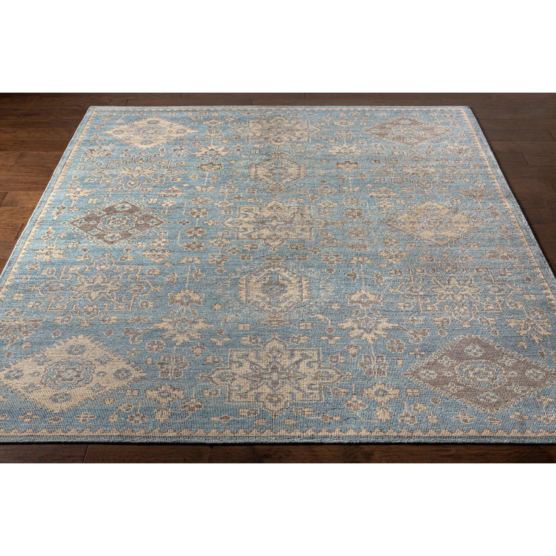 Smyrna SMY-2303 Rug by Surya in light blue, medium gray, beige, black. Made from 100% wool in a unique style.