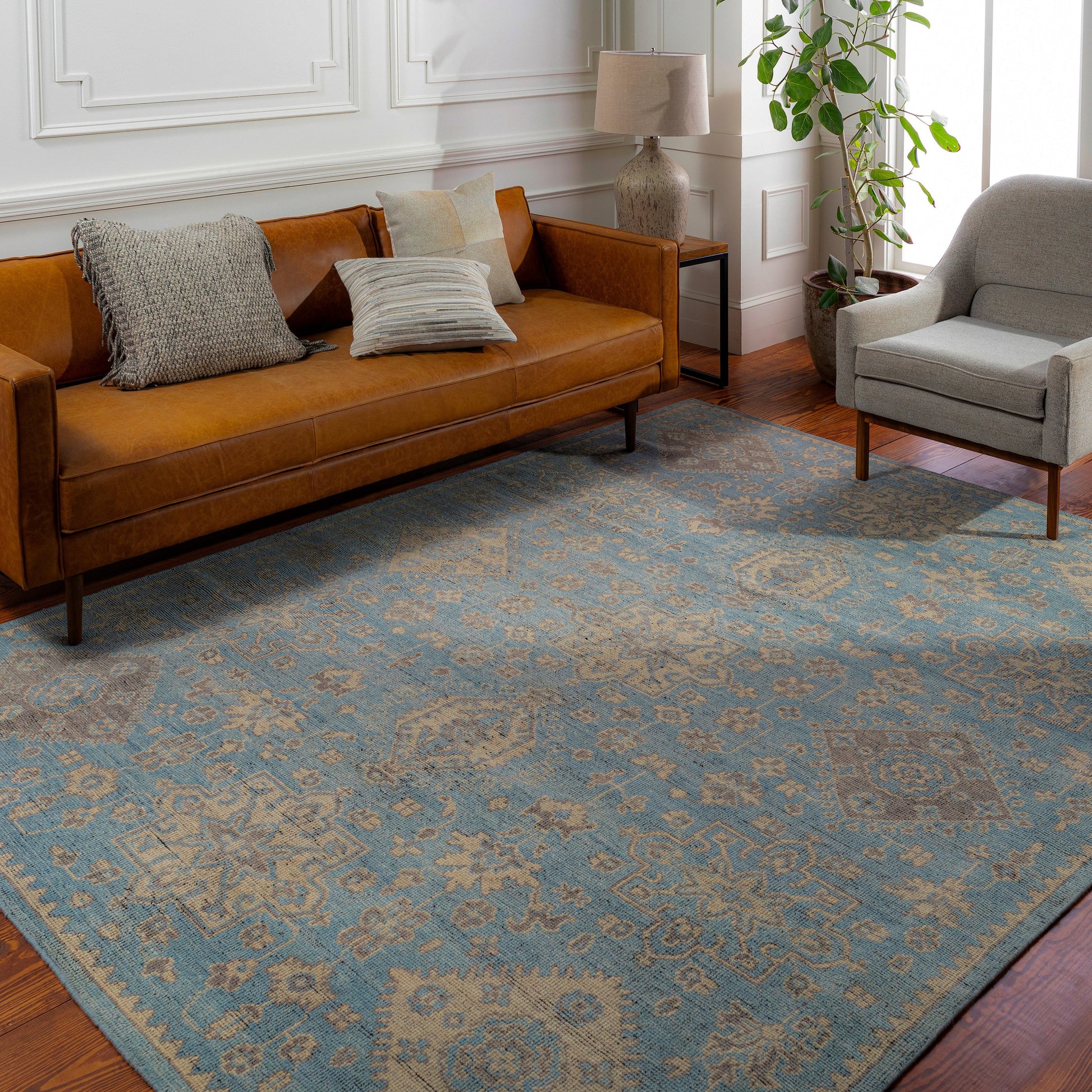 Smyrna SMY-2303 Rug by Surya in light blue, medium gray, beige, black. Made from 100% wool in a unique style.