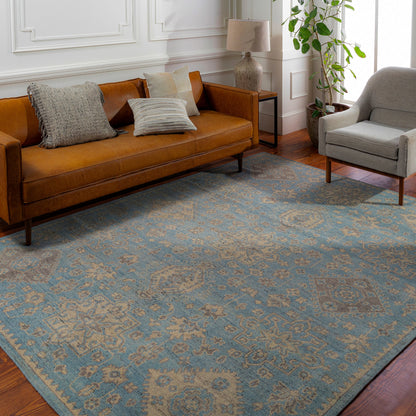Smyrna SMY-2303 Rug by Surya in light blue, medium gray, beige, black. Made from 100% wool in a unique style.