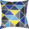 Black, Dark Blue, White, Sky Blue, Bright Yellow / 18" x 18"