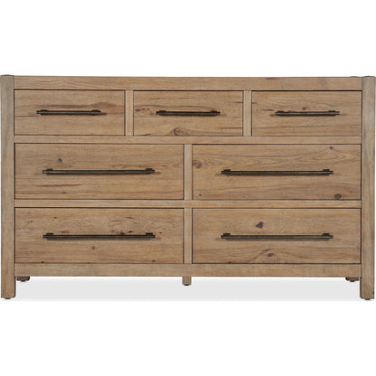 Vineyard Row Seven-Drawer Dresser by Hooker Furniture in light wood and sonoma. Made from unique in a transitional style.