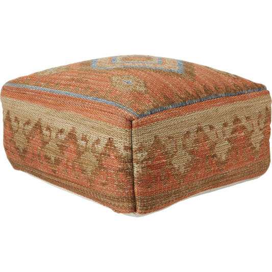 Sundial SND01 Indoor/Outdoor Pouf by Jaipur Living in orange, blue. Made from 100% polyester in a eclectic & global style.