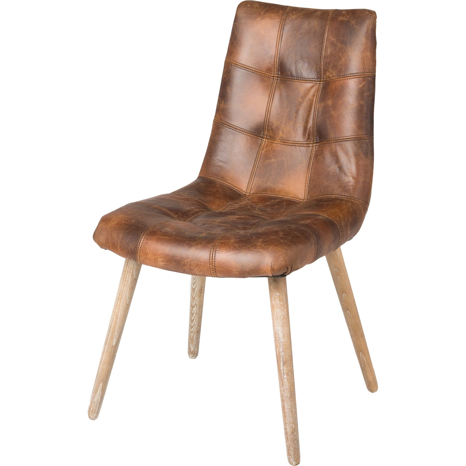 Mackenzie Dining Chair by LH Imports in brown. Made from ash, leather, pu foam, polyester fiber in a modern style.