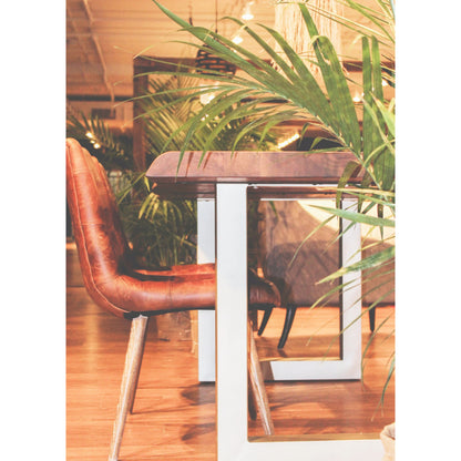 Mackenzie Dining Chair by LH Imports in brown. Made from ash, leather, pu foam, polyester fiber in a modern style.