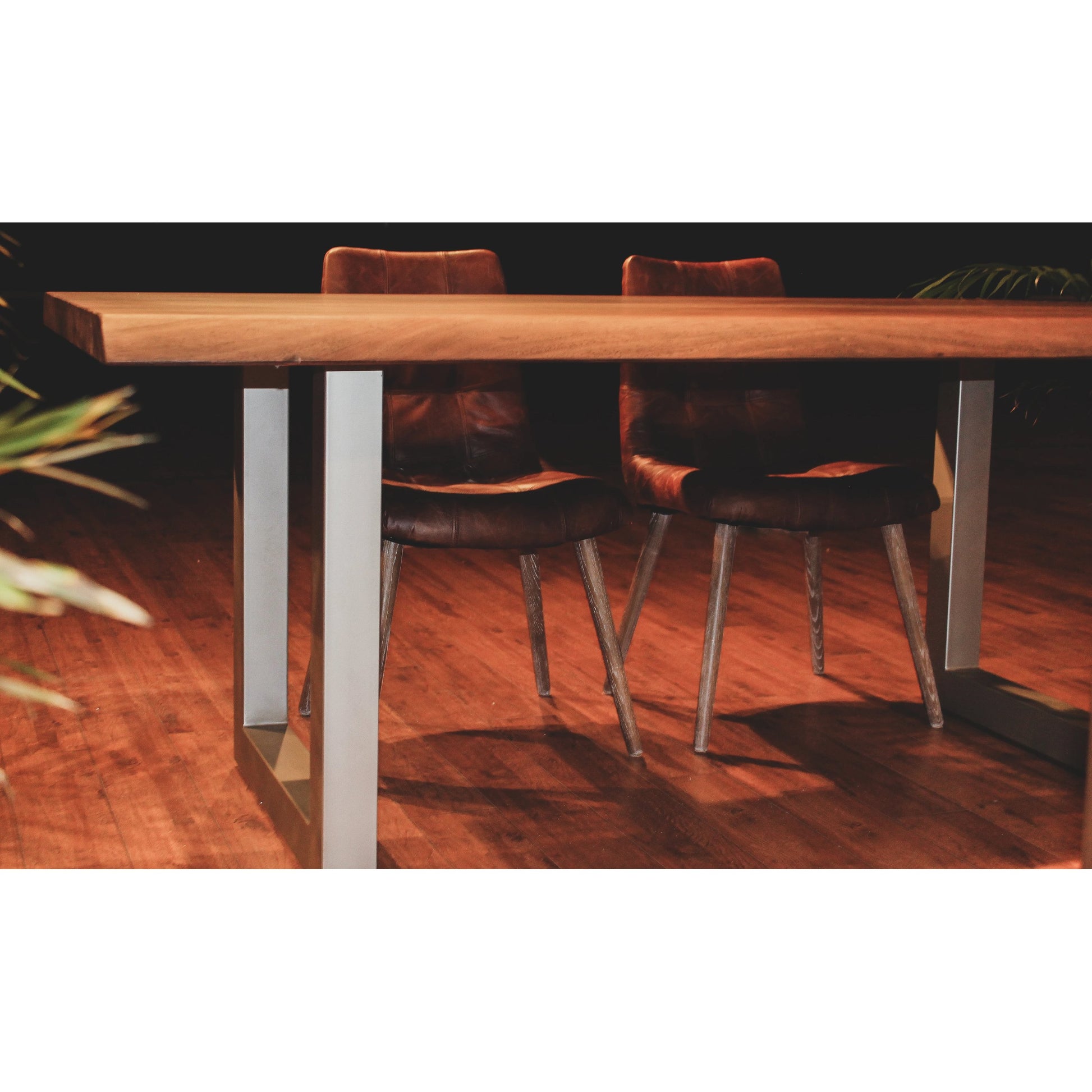 Mackenzie Dining Chair by LH Imports in brown. Made from ash, leather, pu foam, polyester fiber in a modern style.