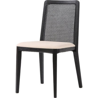 Cane Dining Chair by LH Imports in black. Made from ash, pu foam, polyester fiber, linen, cotton, rattan in a modern style.
