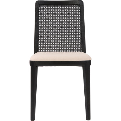 Cane Dining Chair by LH Imports in black. Made from ash, pu foam, polyester fiber, linen, cotton, rattan in a modern style.