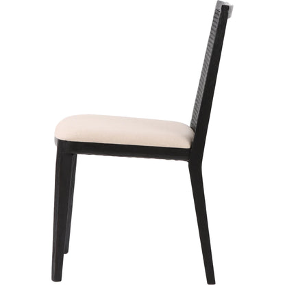 Cane Dining Chair by LH Imports in black. Made from ash, pu foam, polyester fiber, linen, cotton, rattan in a modern style.