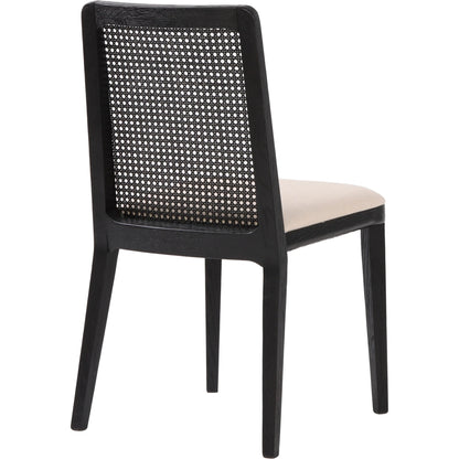 Cane Dining Chair by LH Imports in black. Made from ash, pu foam, polyester fiber, linen, cotton, rattan in a modern style.